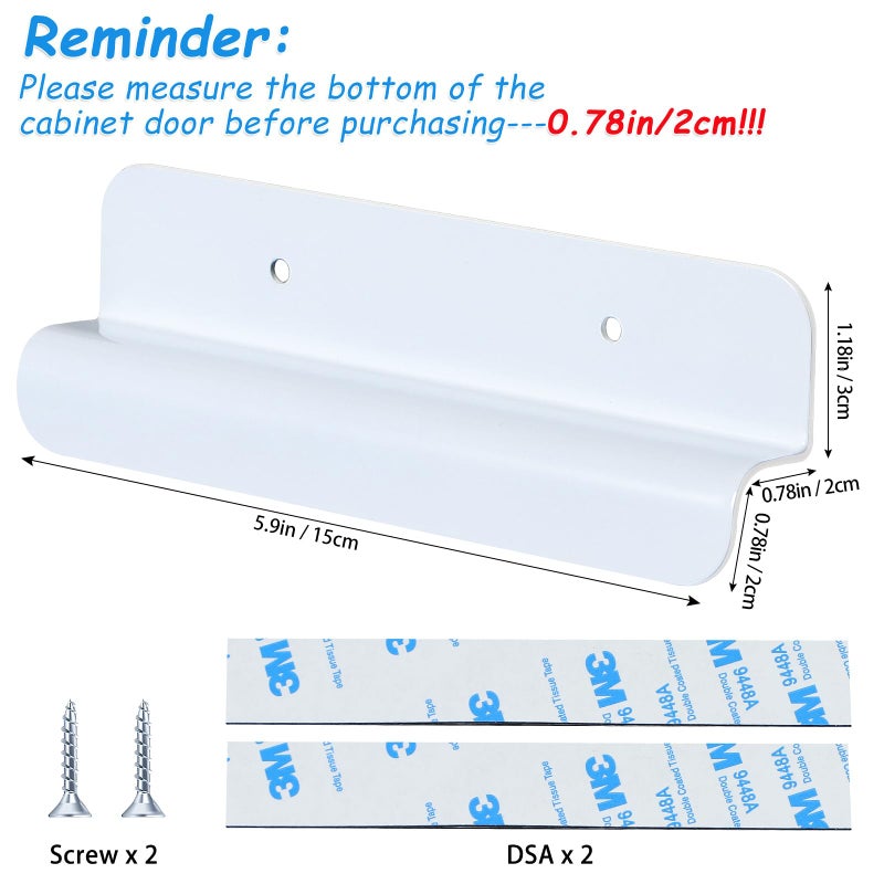 Sozize Cabinet Foot Pull for Trash Drawer - Touchless Handle for Full Overlay Cabinet Door (2pcs, White) - Image 2